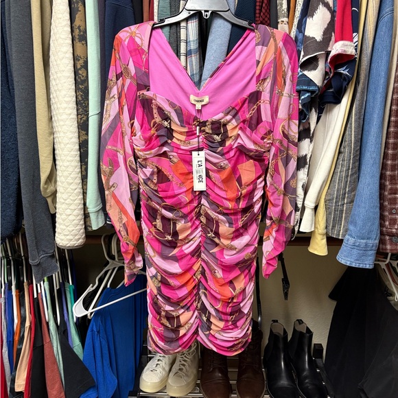 L'AGENCE lolisa runched mesh mini dress - Picture 3 of 10